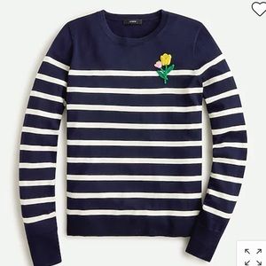 Margot crewneck sweater with crochet flower - JCrew